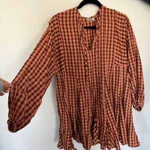 ASOS DESIGN trapeze mini dress with godets in seersucker check in Size 4